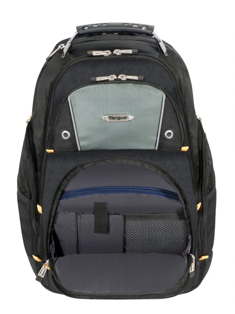 Targus Black and Gray Laptop Backpack with Yellow Accents